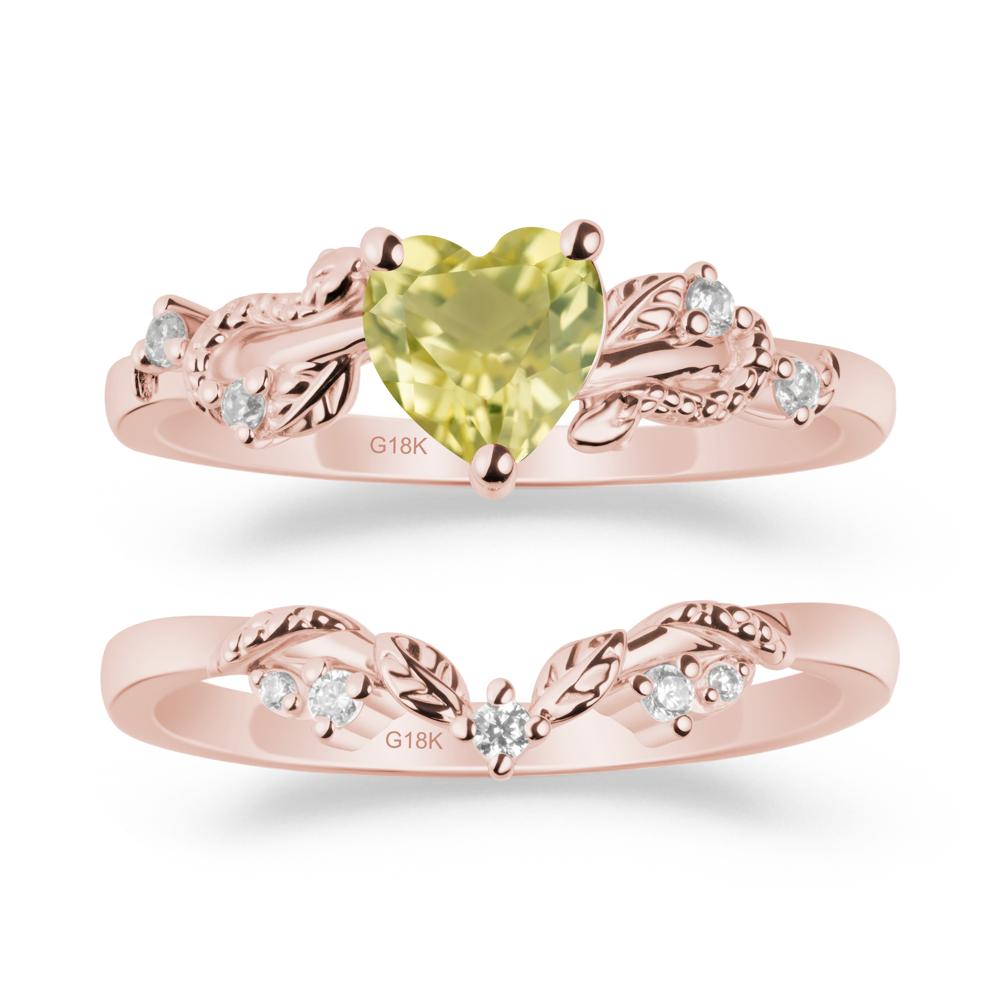 Leaf Design Lemon Quartz Ring Set - LUO Jewelry #metal_xxxxx