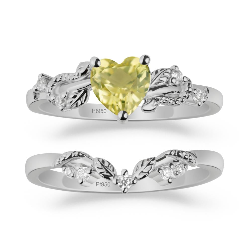 Leaf Design Lemon Quartz Ring Set - LUO Jewelry #metal_xxxxx