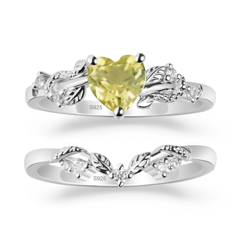 Leaf Design Lemon Quartz Ring Set - LUO Jewelry #metal_xxxxx