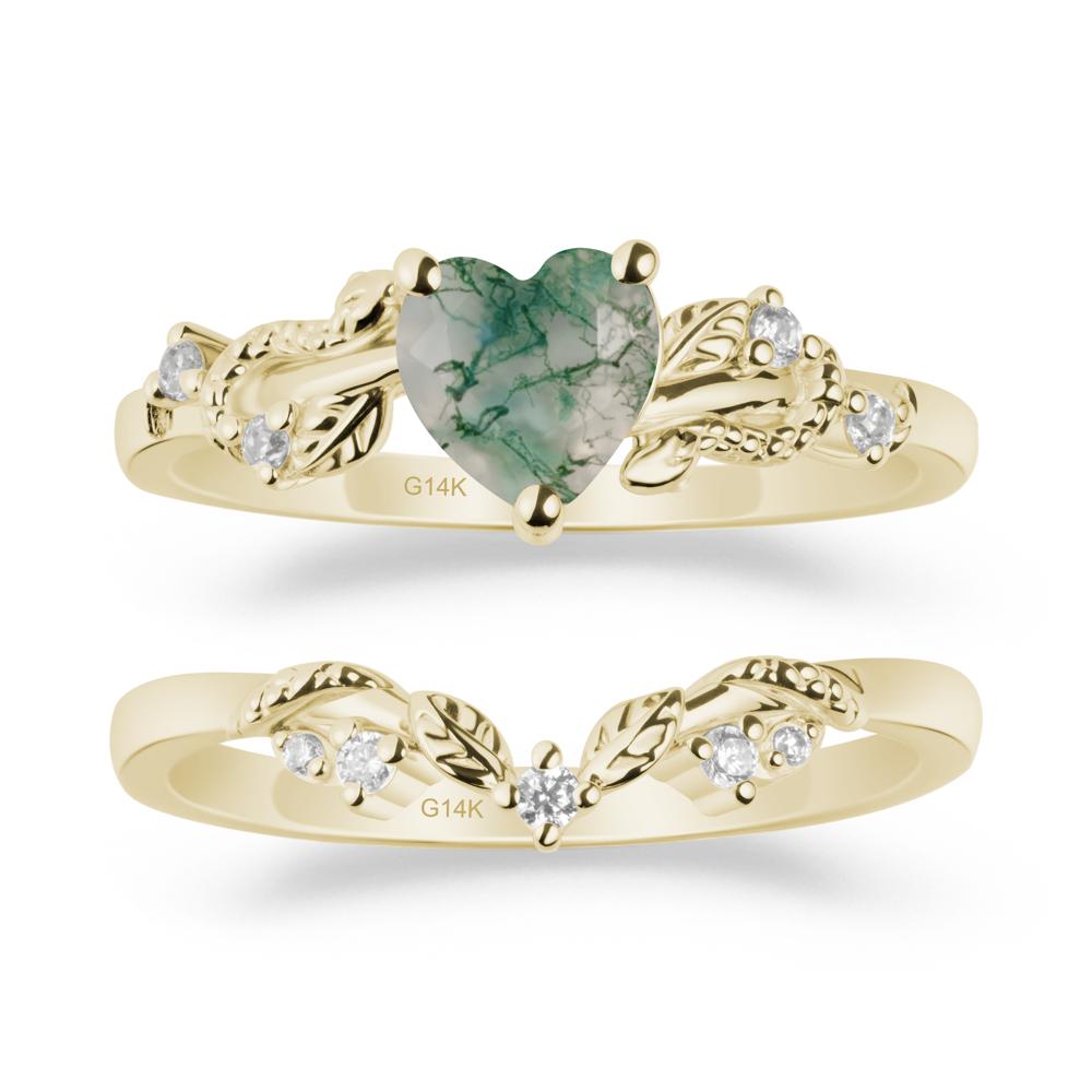 Heart Shaped Moss Agate Bridal Set - LUO Jewelry #metal_xxxxx