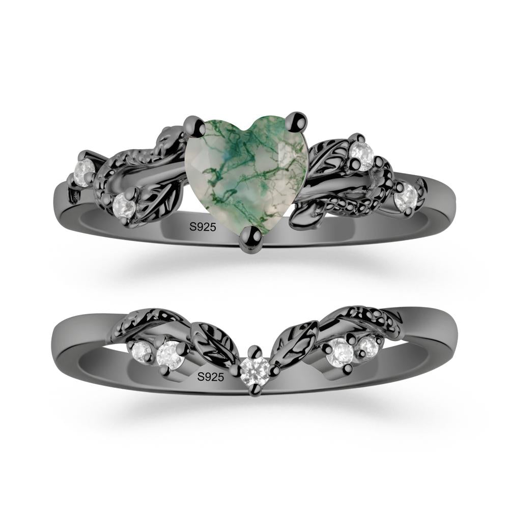 Heart Shaped Moss Agate Bridal Set - LUO Jewelry #metal_xxxxx