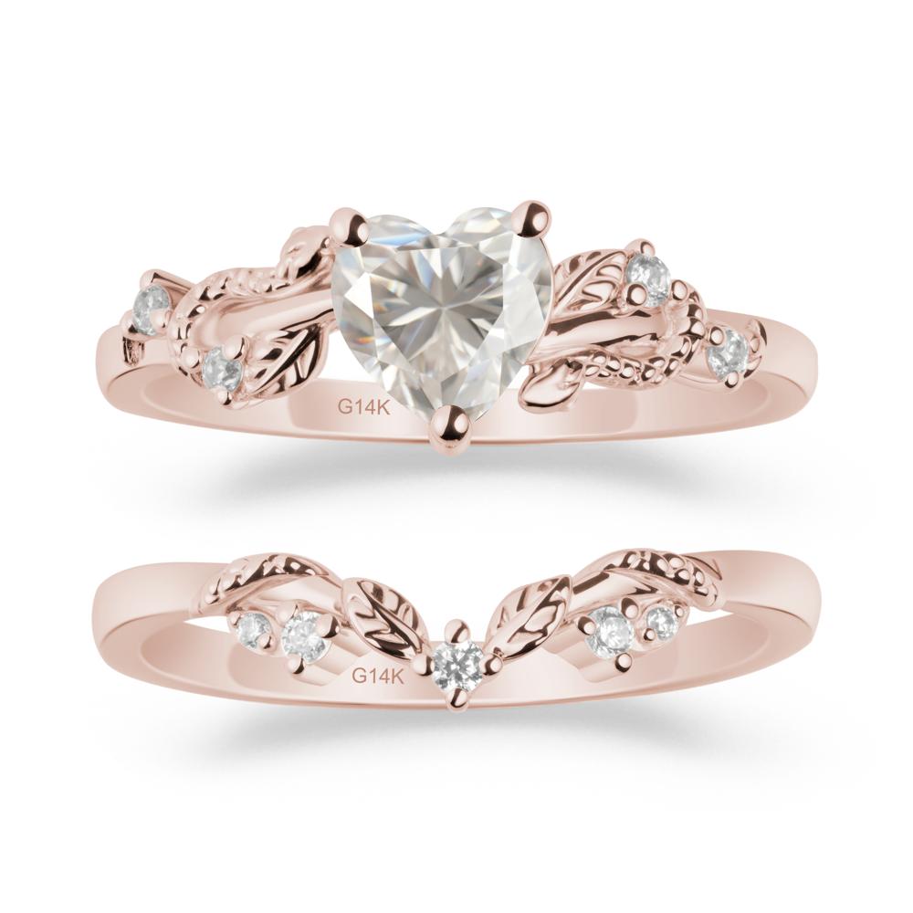 Leaf Design Moissanite Ring Set - LUO Jewelry #metal_xxxxx