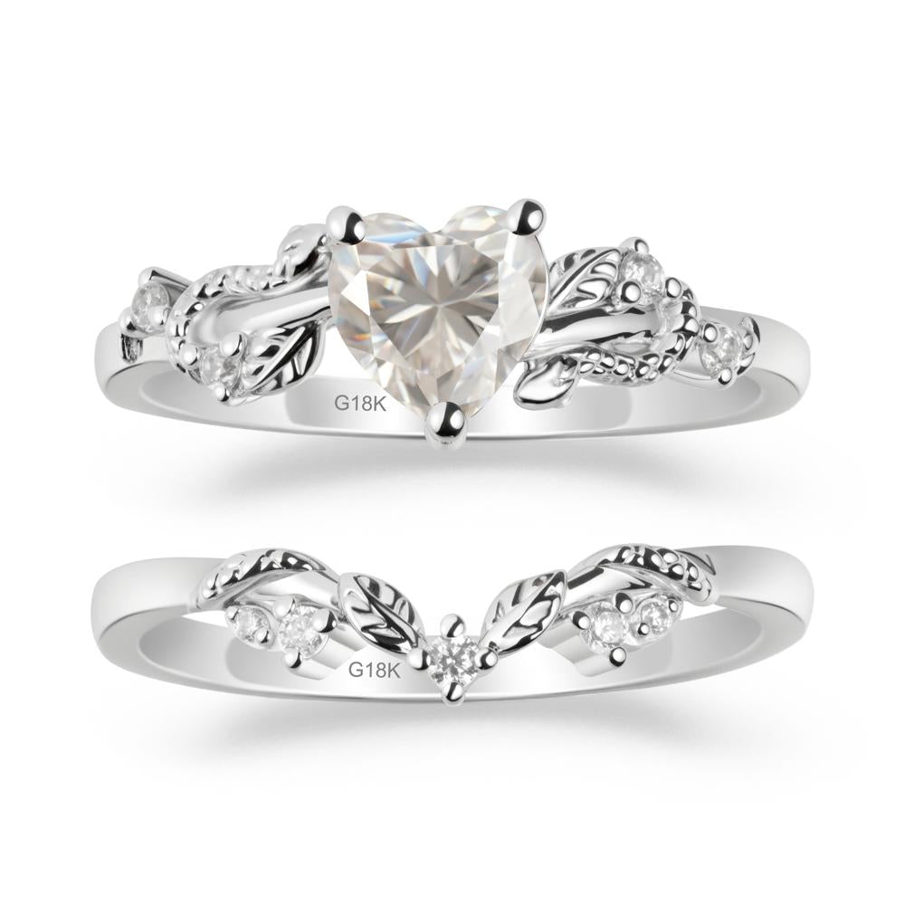 Leaf Design Moissanite Ring Set - LUO Jewelry #metal_xxxxx