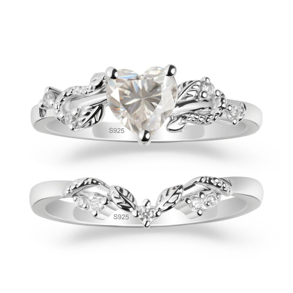 Leaf Design Moissanite Ring Set - LUO Jewelry #metal_xxxxx