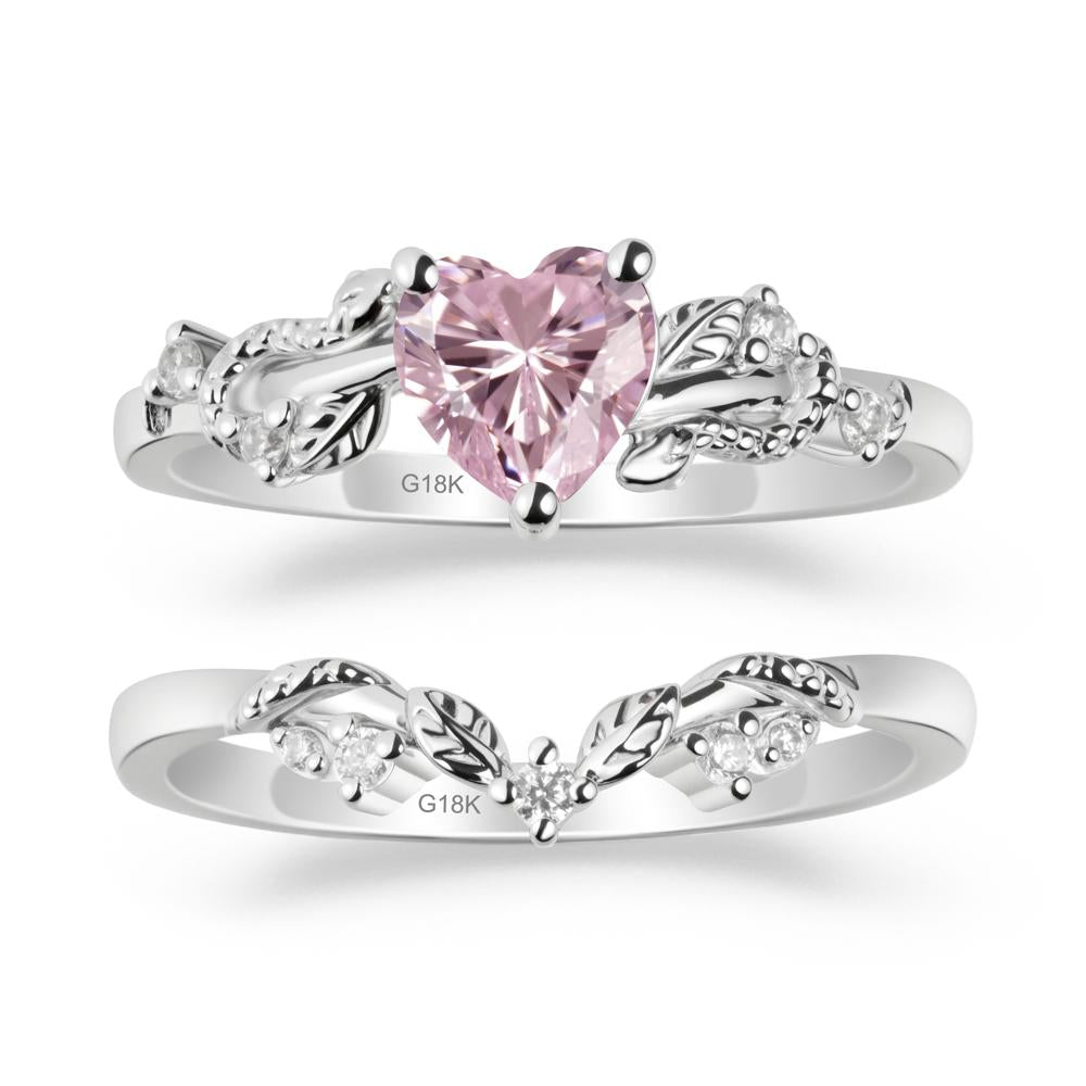Heart Shaped Pink Cubic Zirconia Bridal Set - LUO Jewelry #metal_xxxxx