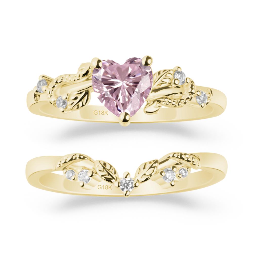 Heart Shaped Pink Cubic Zirconia Bridal Set - LUO Jewelry #metal_xxxxx