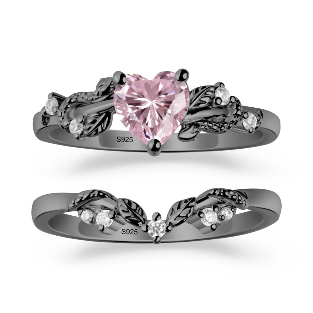 Heart Shaped Pink Cubic Zirconia Bridal Set - LUO Jewelry #metal_xxxxx