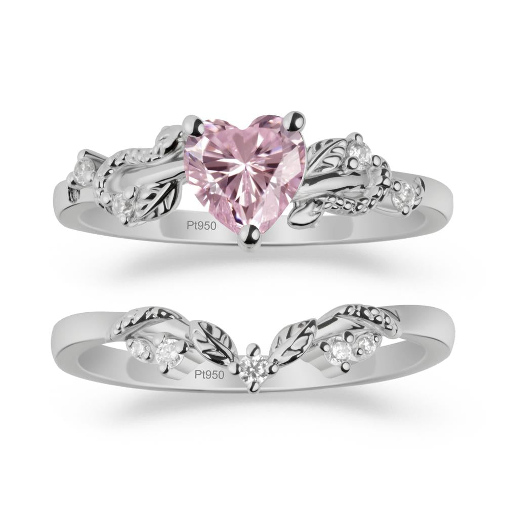 Heart Shaped Pink Cubic Zirconia Bridal Set - LUO Jewelry #metal_xxxxx