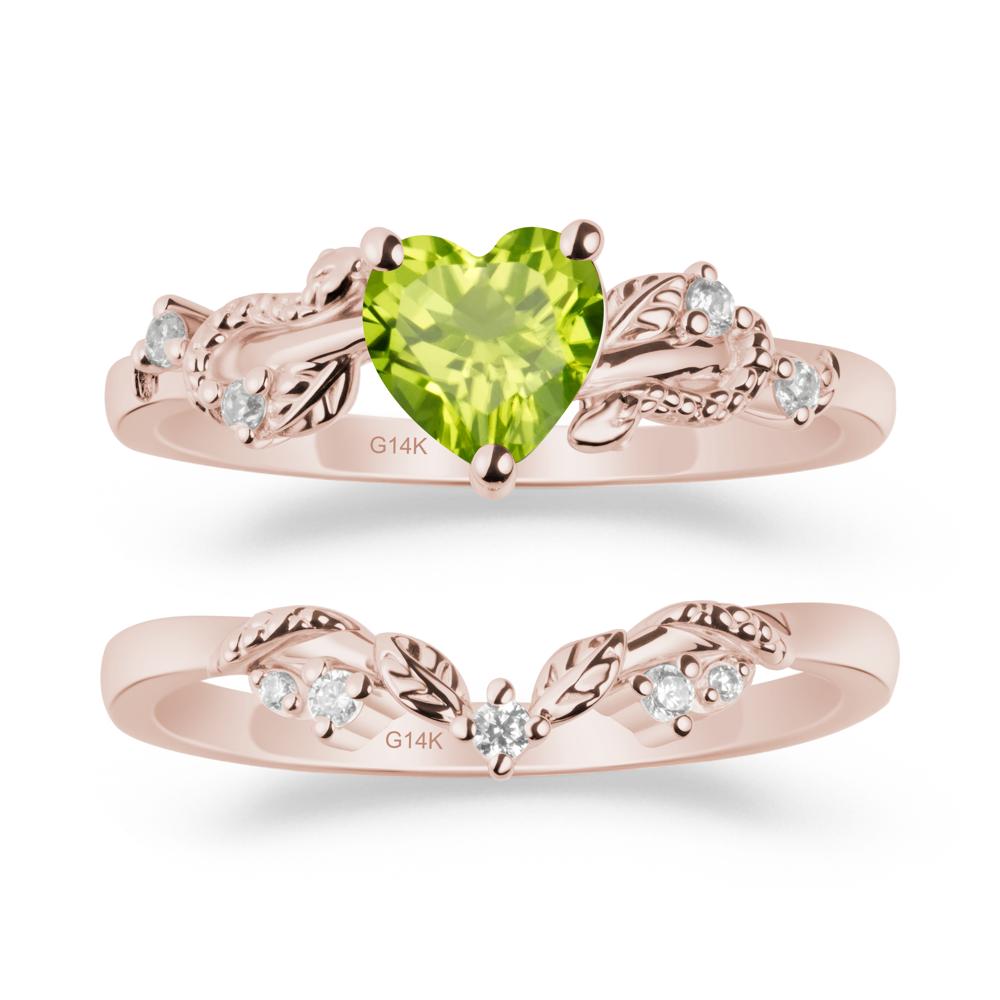 Leaf Design Peridot Ring Set - LUO Jewelry #metal_xxxxx