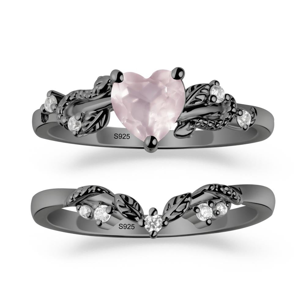 Snake Inspire Rose Quartz Wedding Ring Set - LUO Jewelry #metal_xxxxx