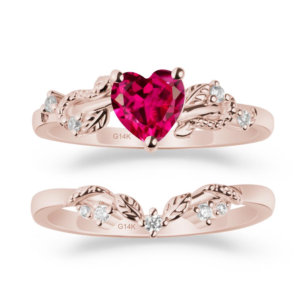 Heart Shaped Ruby Bridal Set - LUO Jewelry #metal_xxxxx