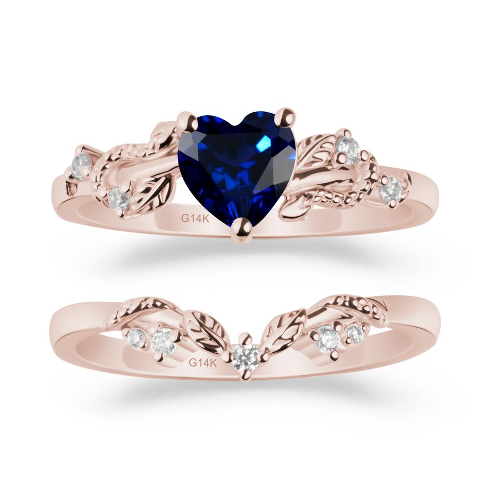 Leaf Design Sapphire Ring Set - LUO Jewelry #metal_xxxxx