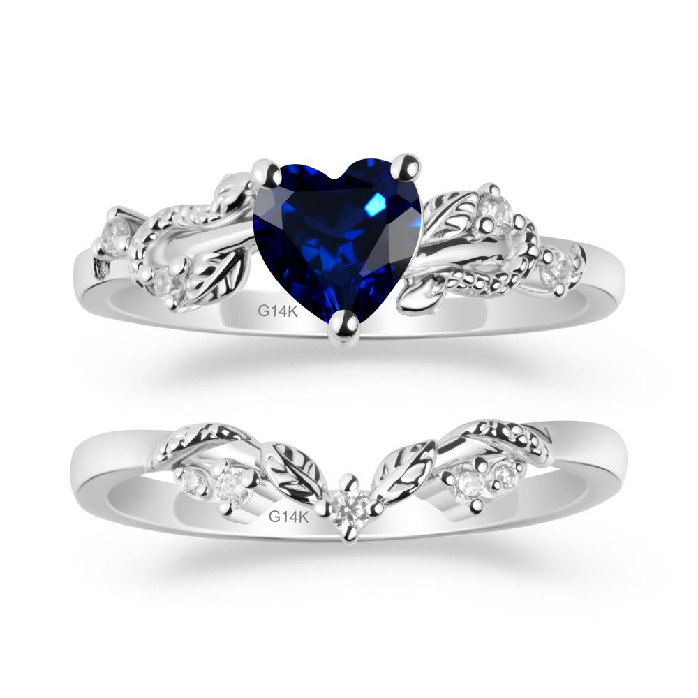 Leaf Design Sapphire Ring Set - LUO Jewelry #metal_xxxxx