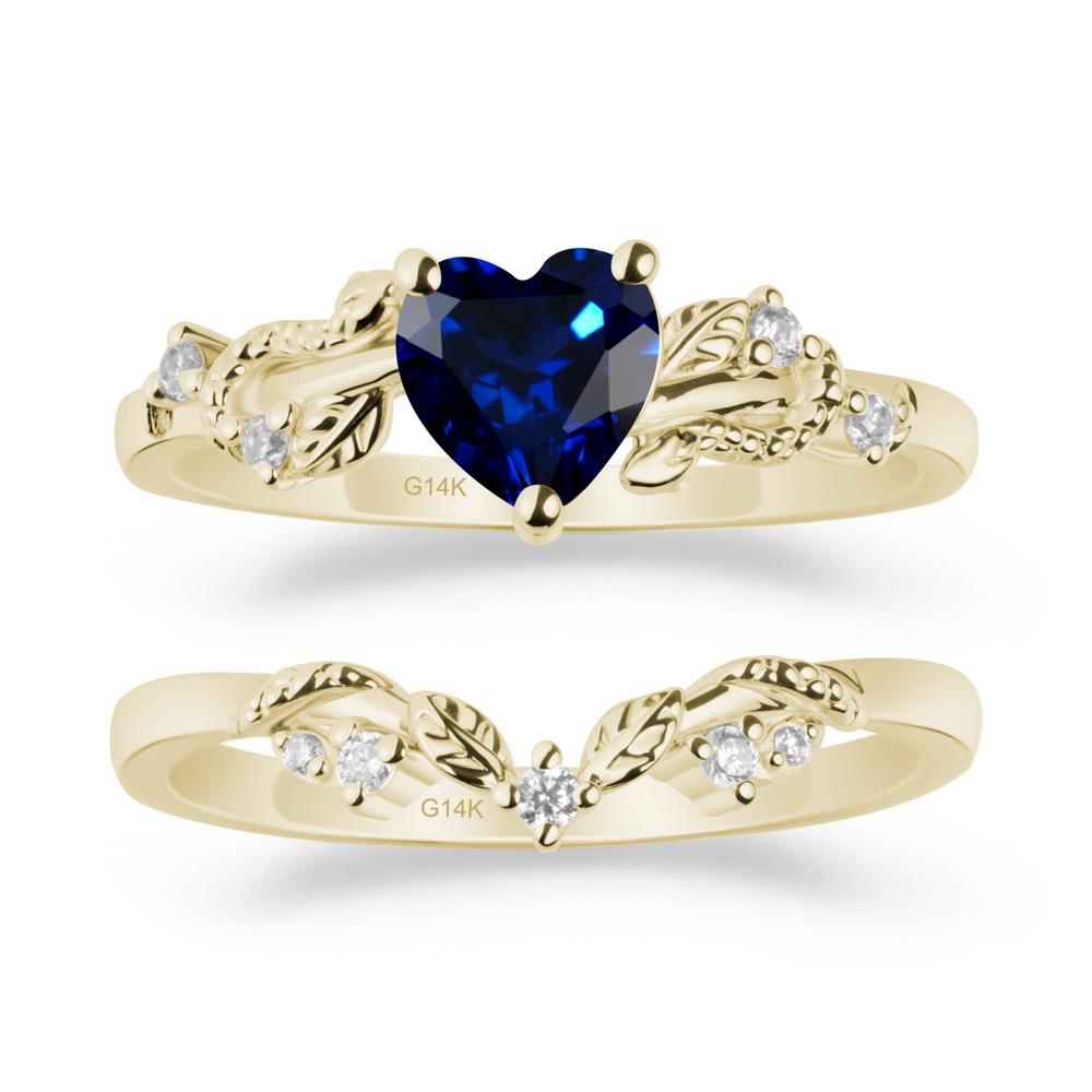 Leaf Design Sapphire Ring Set - LUO Jewelry #metal_xxxxx