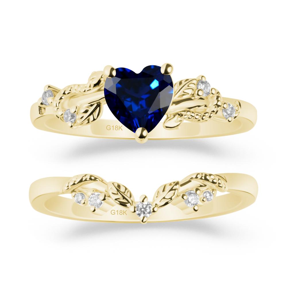 Leaf Design Sapphire Ring Set - LUO Jewelry #metal_xxxxx