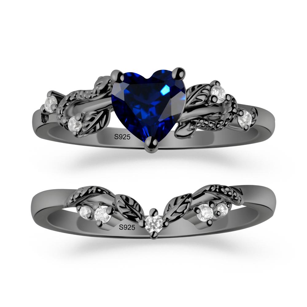 Leaf Design Sapphire Ring Set - LUO Jewelry #metal_xxxxx