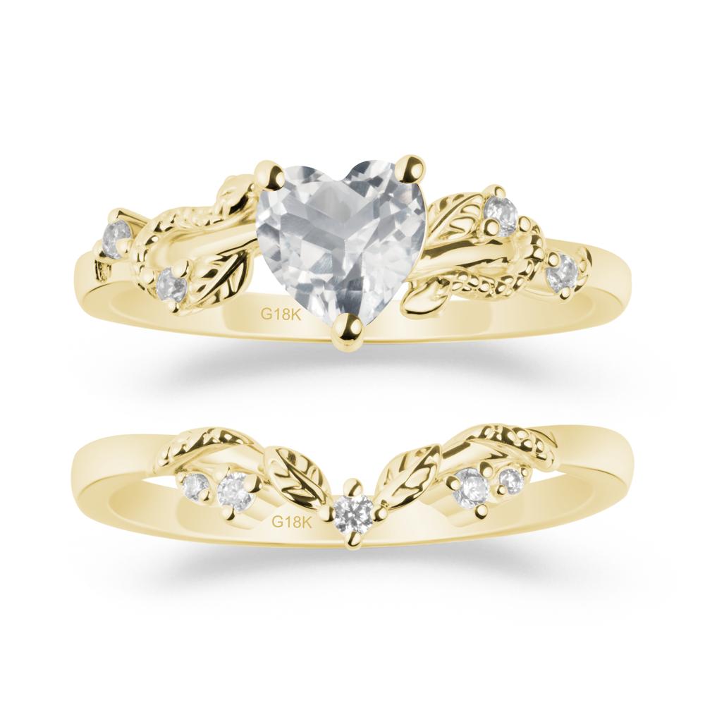 Leaf Design White Topaz Ring Set - LUO Jewelry #metal_xxxxx