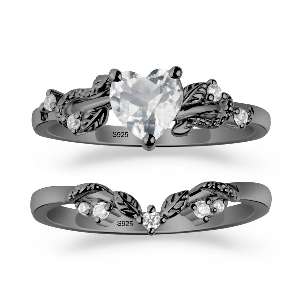 Leaf Design White Topaz Ring Set - LUO Jewelry #metal_xxxxx