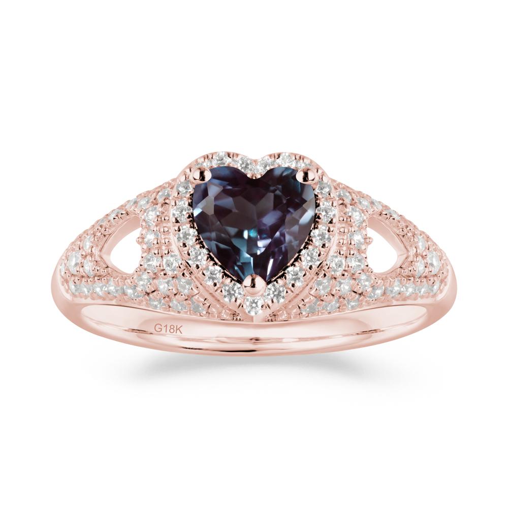 Halo Ring with Heart Shaped Alexandrite - LUO Jewelry #metal_18k rose gold