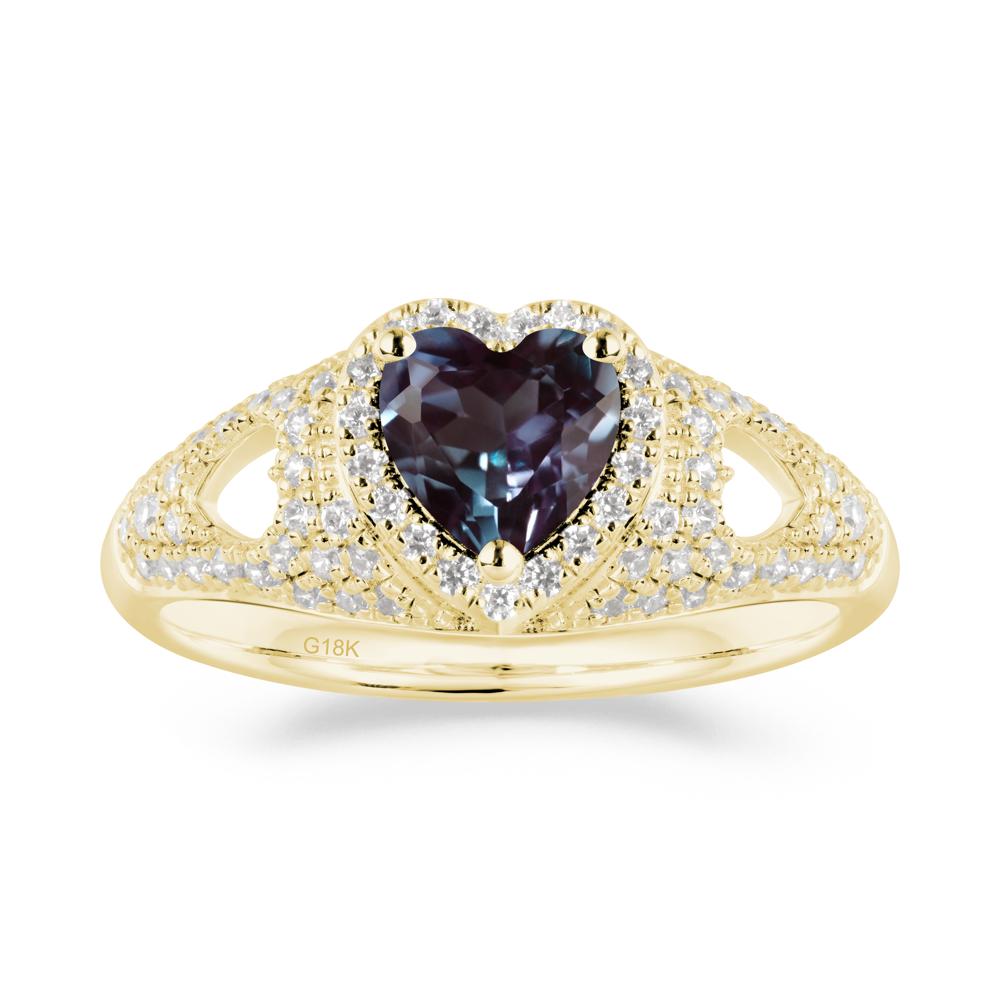 Halo Ring with Heart Shaped Alexandrite - LUO Jewelry #metal_18k yellow gold