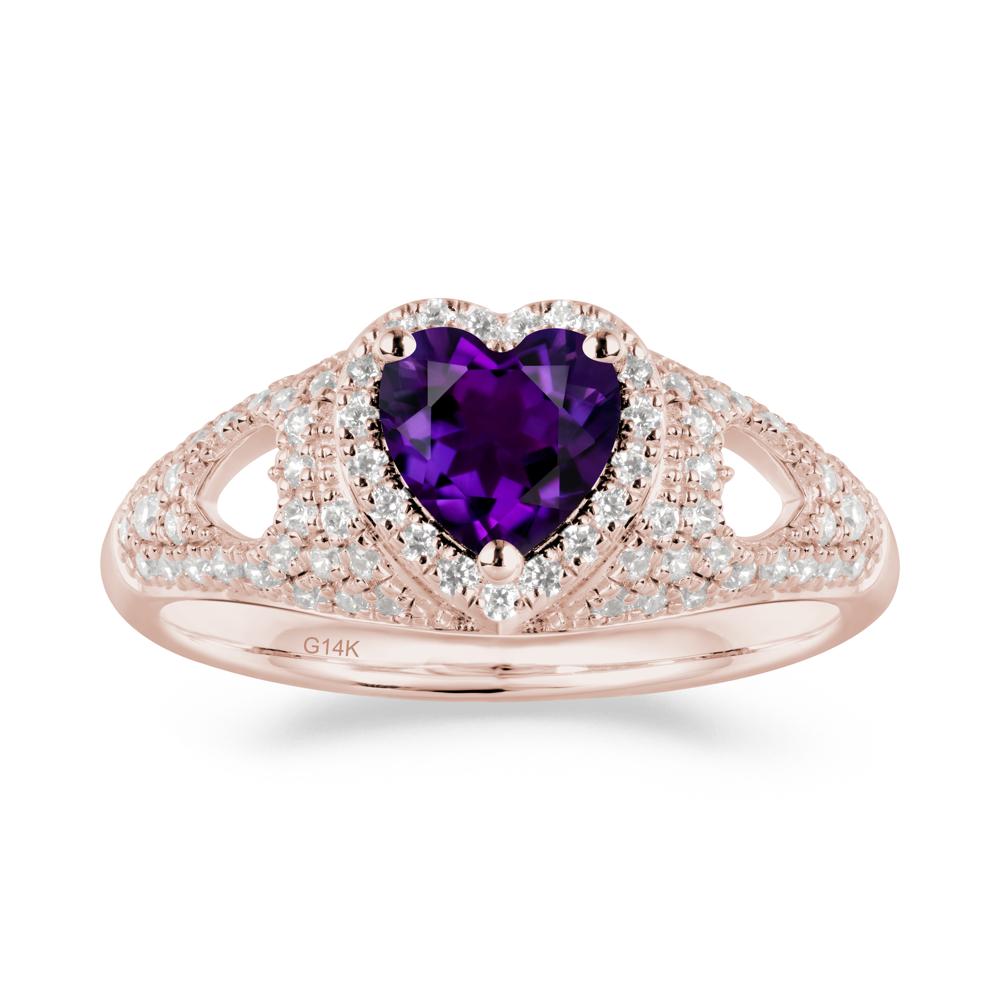 Heart Cut Amethyst Pave Ring - LUO Jewelry #metal_14k rose gold