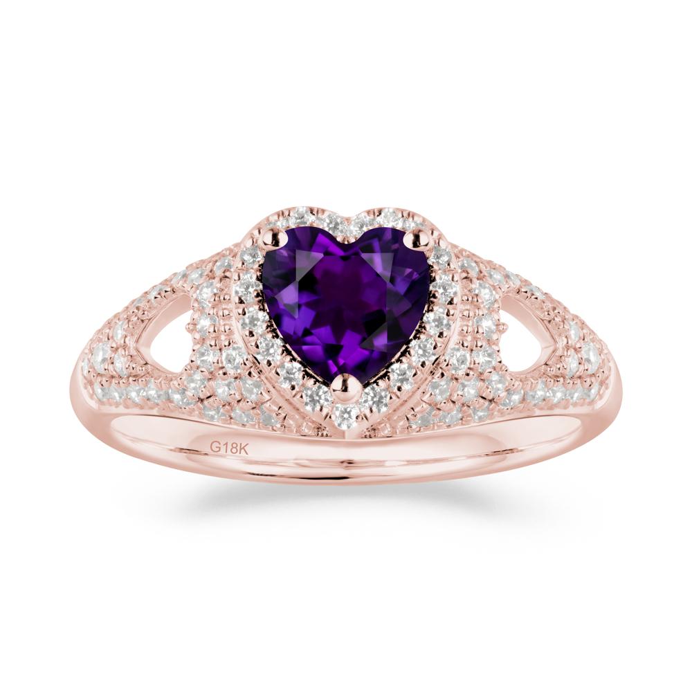 Heart Cut Amethyst Pave Ring - LUO Jewelry #metal_18k rose gold