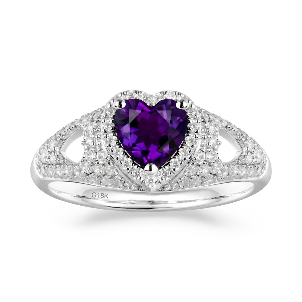 Heart Cut Amethyst Pave Ring - LUO Jewelry #metal_18k white gold