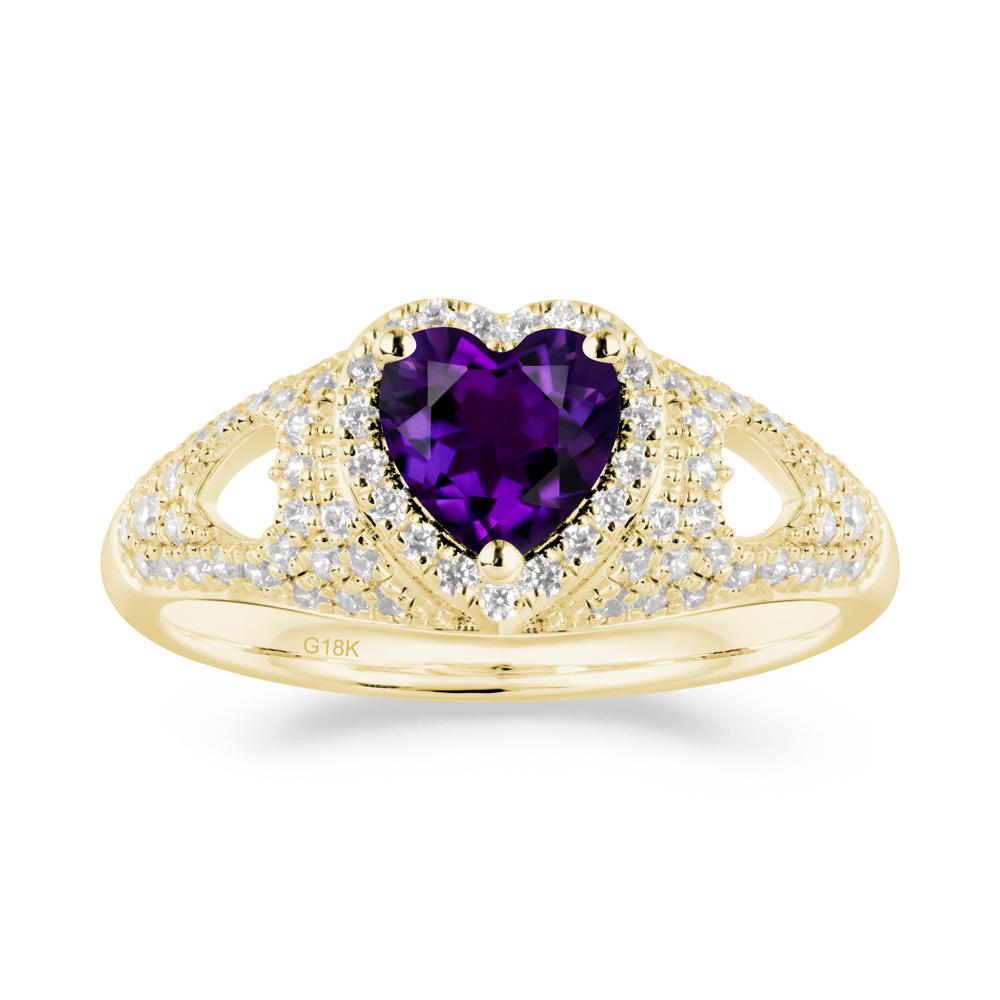 Heart Cut Amethyst Pave Ring - LUO Jewelry #metal_18k yellow gold