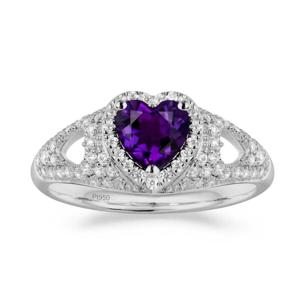 Heart Cut Amethyst Pave Ring - LUO Jewelry #metal_platinum