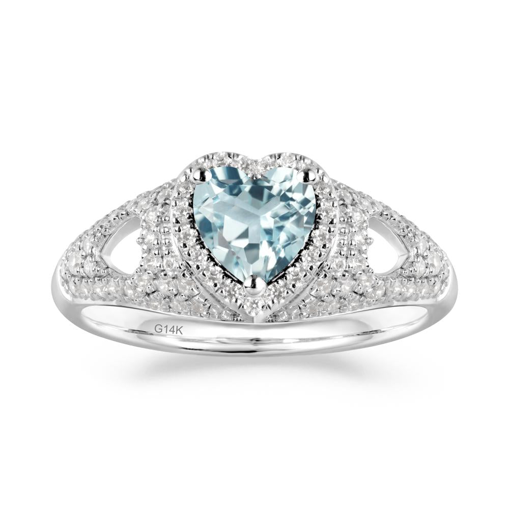 Heart Shaped Aquamarine Cluster Ring - LUO Jewelry #metal_14k white gold