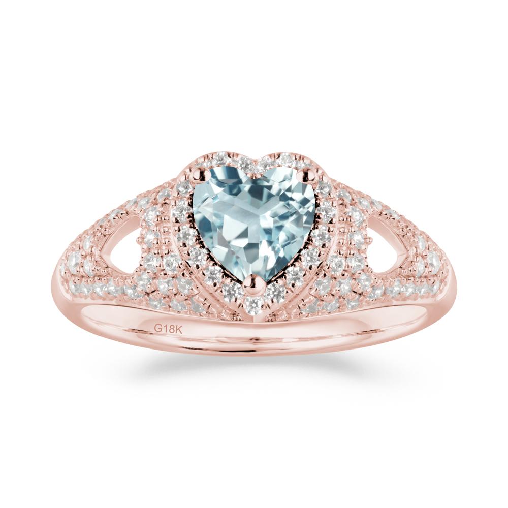 Heart Shaped Aquamarine Cluster Ring - LUO Jewelry #metal_18k rose gold