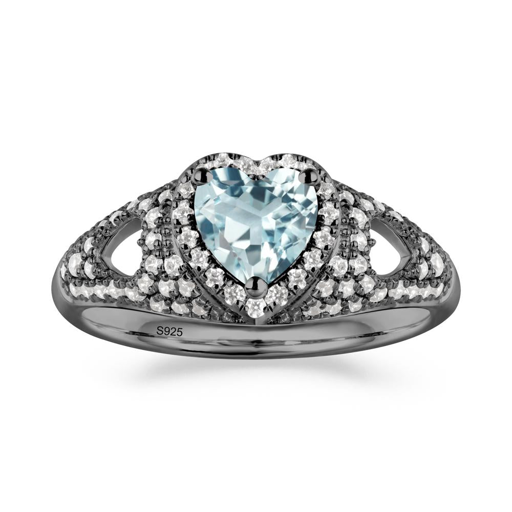 Heart Shaped Aquamarine Cluster Ring - LUO Jewelry #metal_black finish sterling silver