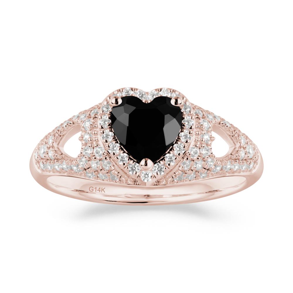 Heart Shaped Black Spinel Cluster Ring - LUO Jewelry #metal_14k rose gold