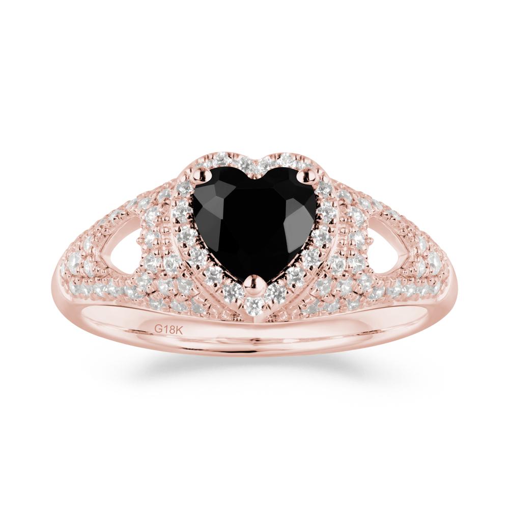 Heart Shaped Black Spinel Cluster Ring - LUO Jewelry #metal_18k rose gold