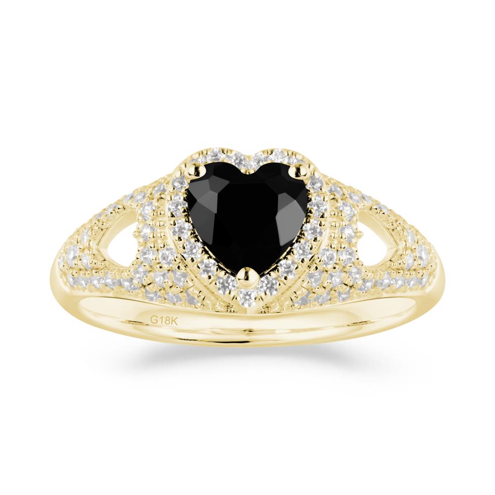 Heart Shaped Black Spinel Cluster Ring - LUO Jewelry #metal_18k yellow gold