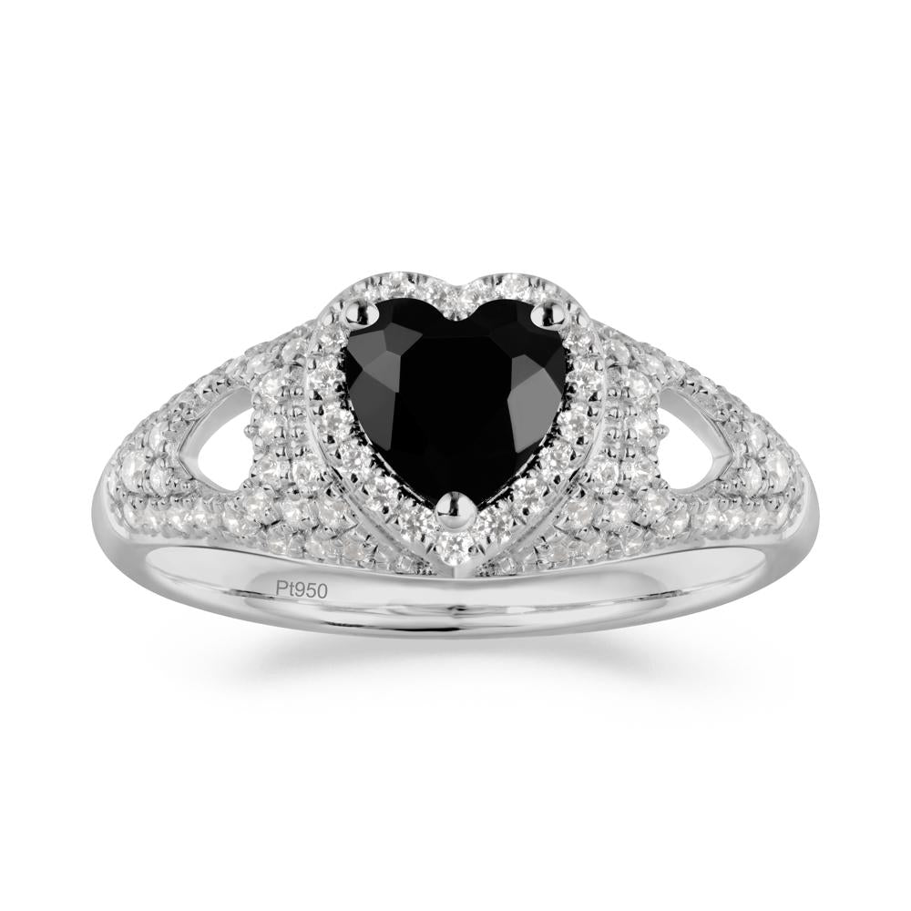 Heart Shaped Black Spinel Cluster Ring - LUO Jewelry #metal_platinum