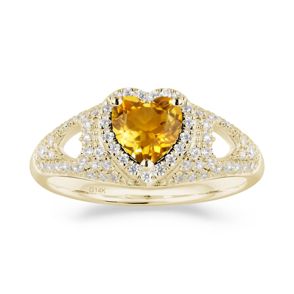 Heart Cut Citrine Pave Ring - LUO Jewelry #metal_14k yellow gold