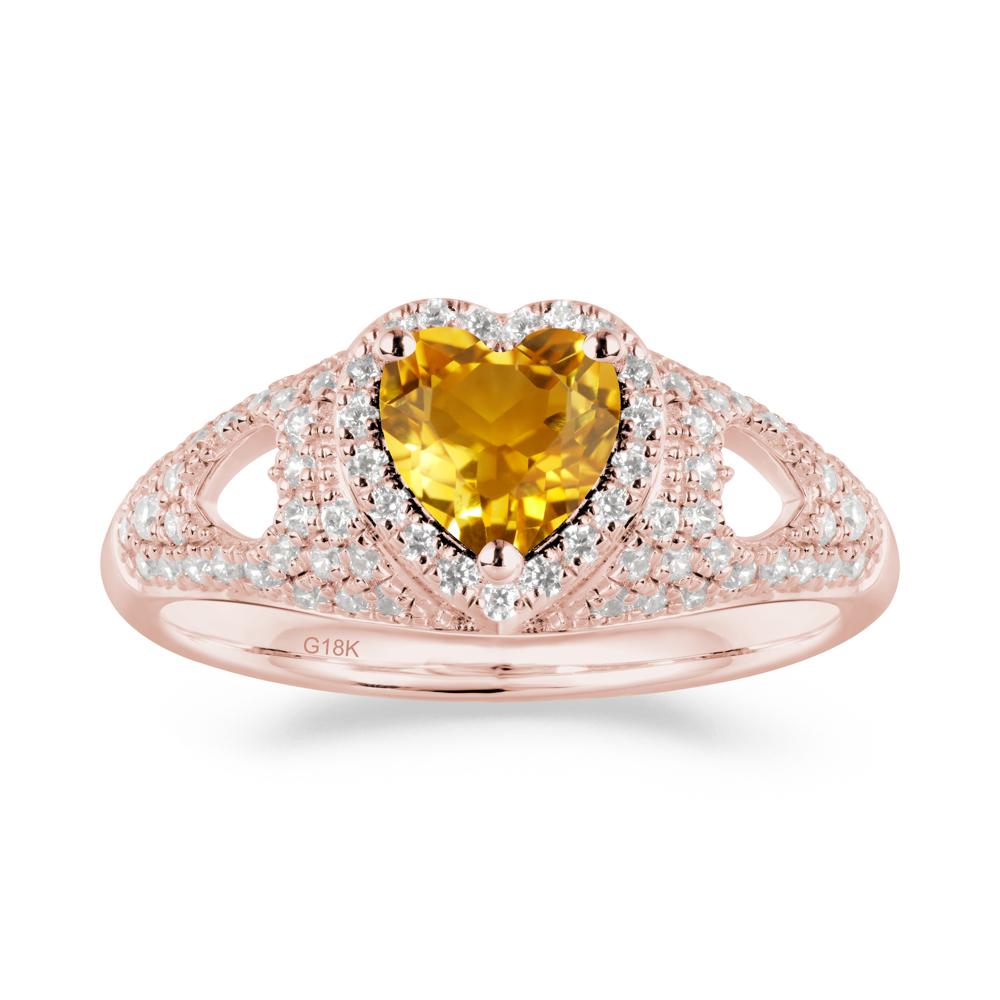 Heart Cut Citrine Pave Ring - LUO Jewelry #metal_18k rose gold