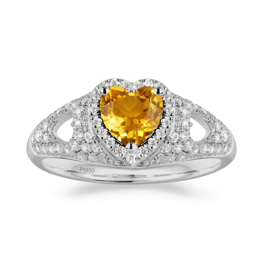 Heart Cut Citrine Pave Ring - LUO Jewelry #metal_platinum