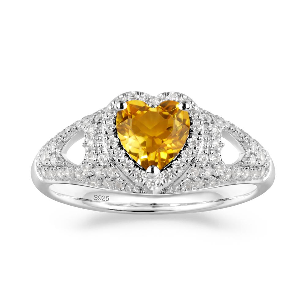 Heart Cut Citrine Pave Ring - LUO Jewelry #metal_sterling silver