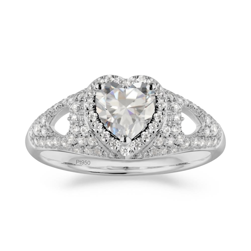 Halo Ring with Heart Shaped Cubic Zirconia - LUO Jewelry #metal_platinum