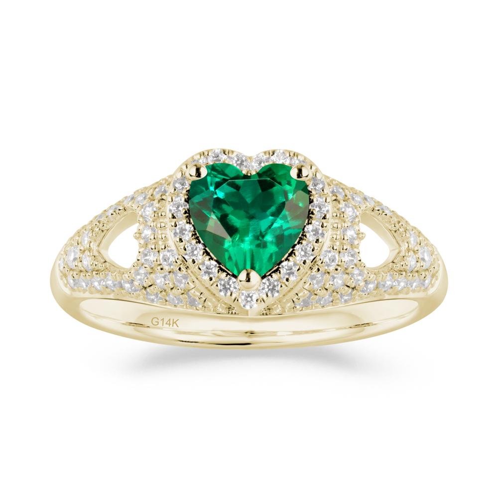 Heart Shaped Emerald Halo Ring - LUO Jewelry #metal_14k yellow gold
