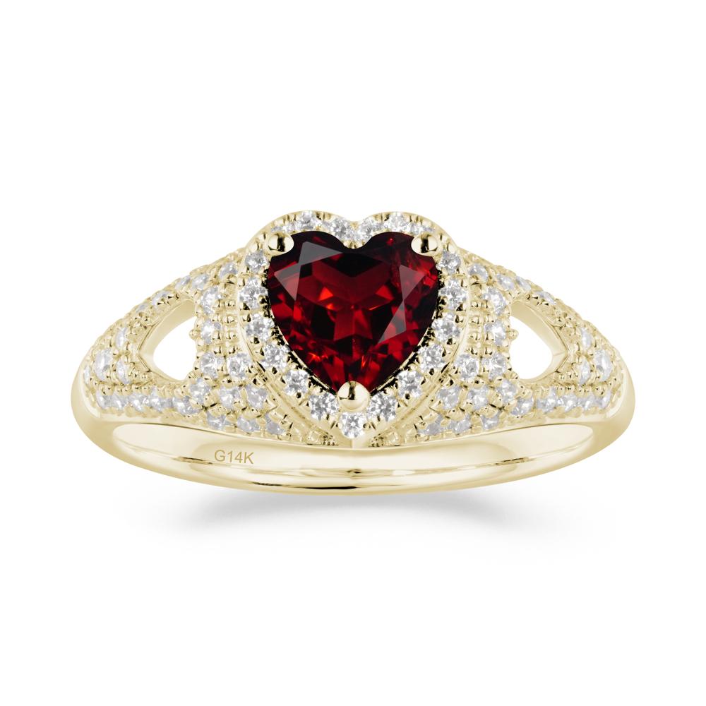 Heart Cut Garnet Pave Ring - LUO Jewelry #metal_14k yellow gold