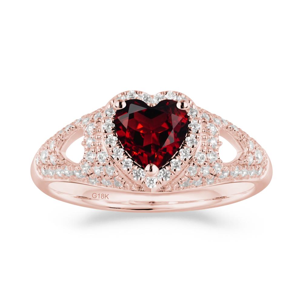 Heart Cut Garnet Pave Ring - LUO Jewelry #metal_18k rose gold