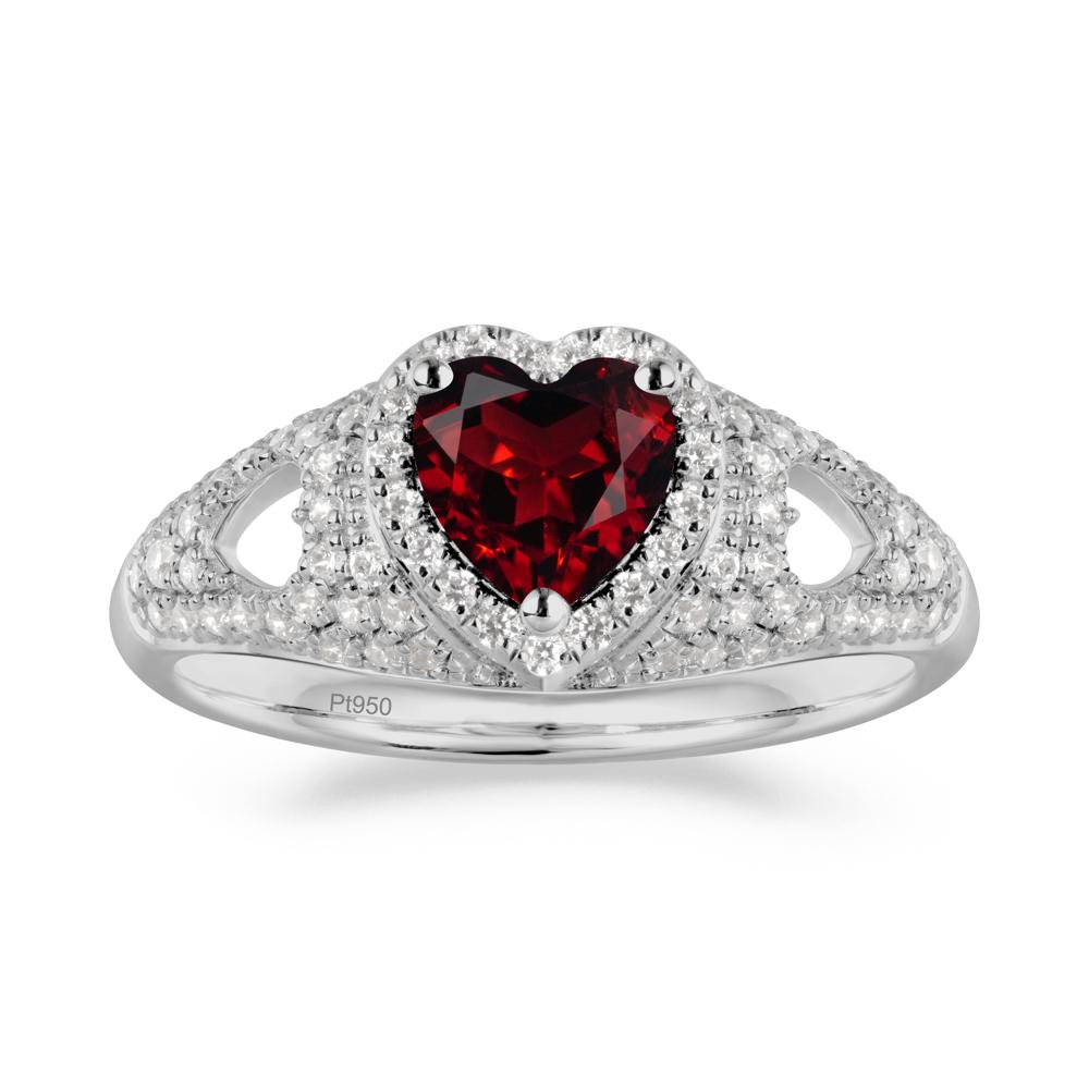Heart Cut Garnet Pave Ring - LUO Jewelry #metal_platinum