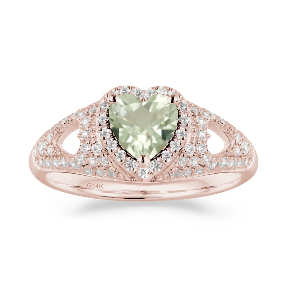Heart Cut Green Amethyst Pave Ring - LUO Jewelry #metal_14k rose gold