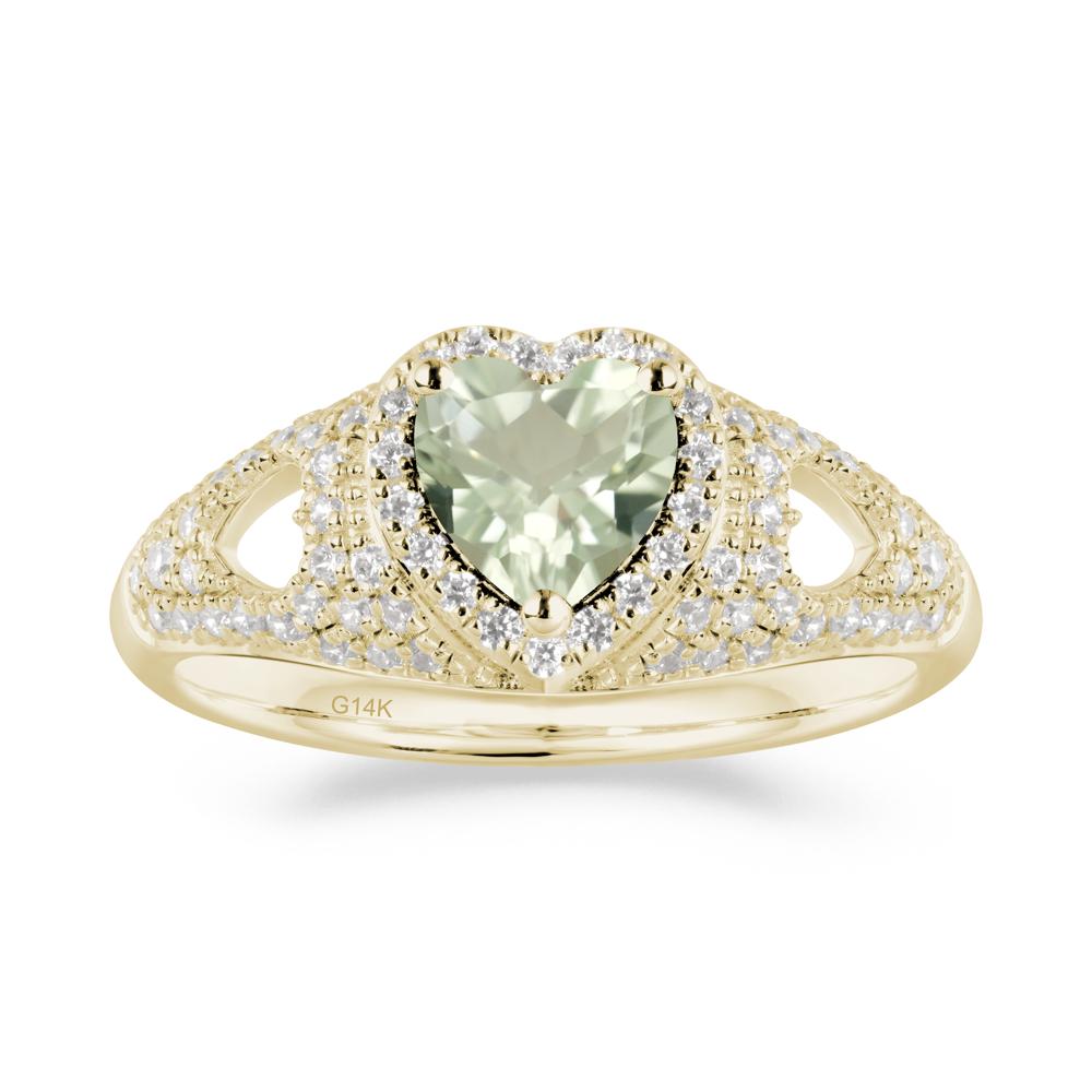 Heart Cut Green Amethyst Pave Ring - LUO Jewelry #metal_14k yellow gold