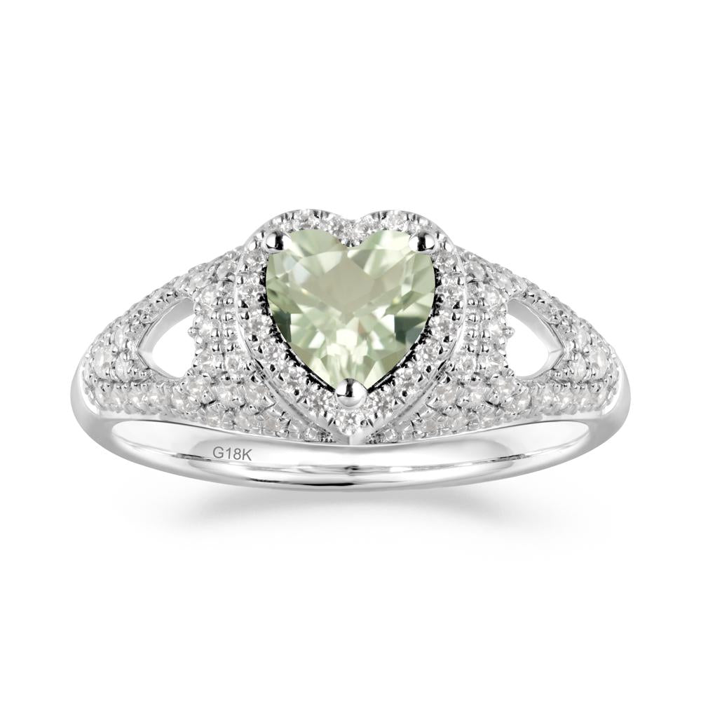 Heart Cut Green Amethyst Pave Ring - LUO Jewelry #metal_18k white gold
