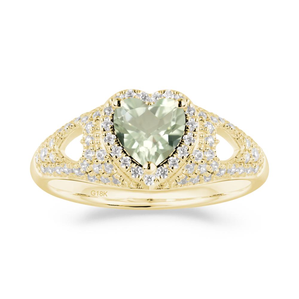 Heart Cut Green Amethyst Pave Ring - LUO Jewelry #metal_18k yellow gold