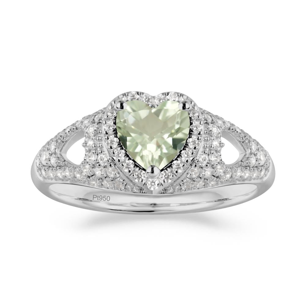 Heart Cut Green Amethyst Pave Ring - LUO Jewelry #metal_platinum